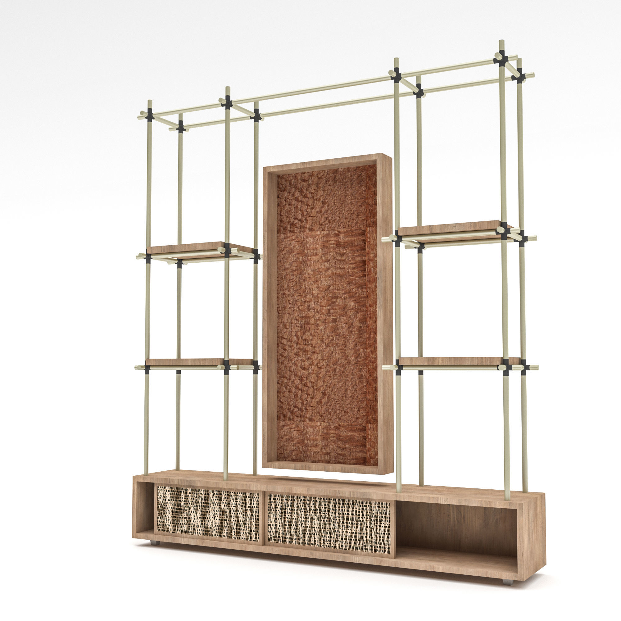 modern tv unit and bookcase Low-poly 3D model_5