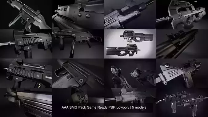 AAA SMG Pack Game Ready PBR Lowpoly