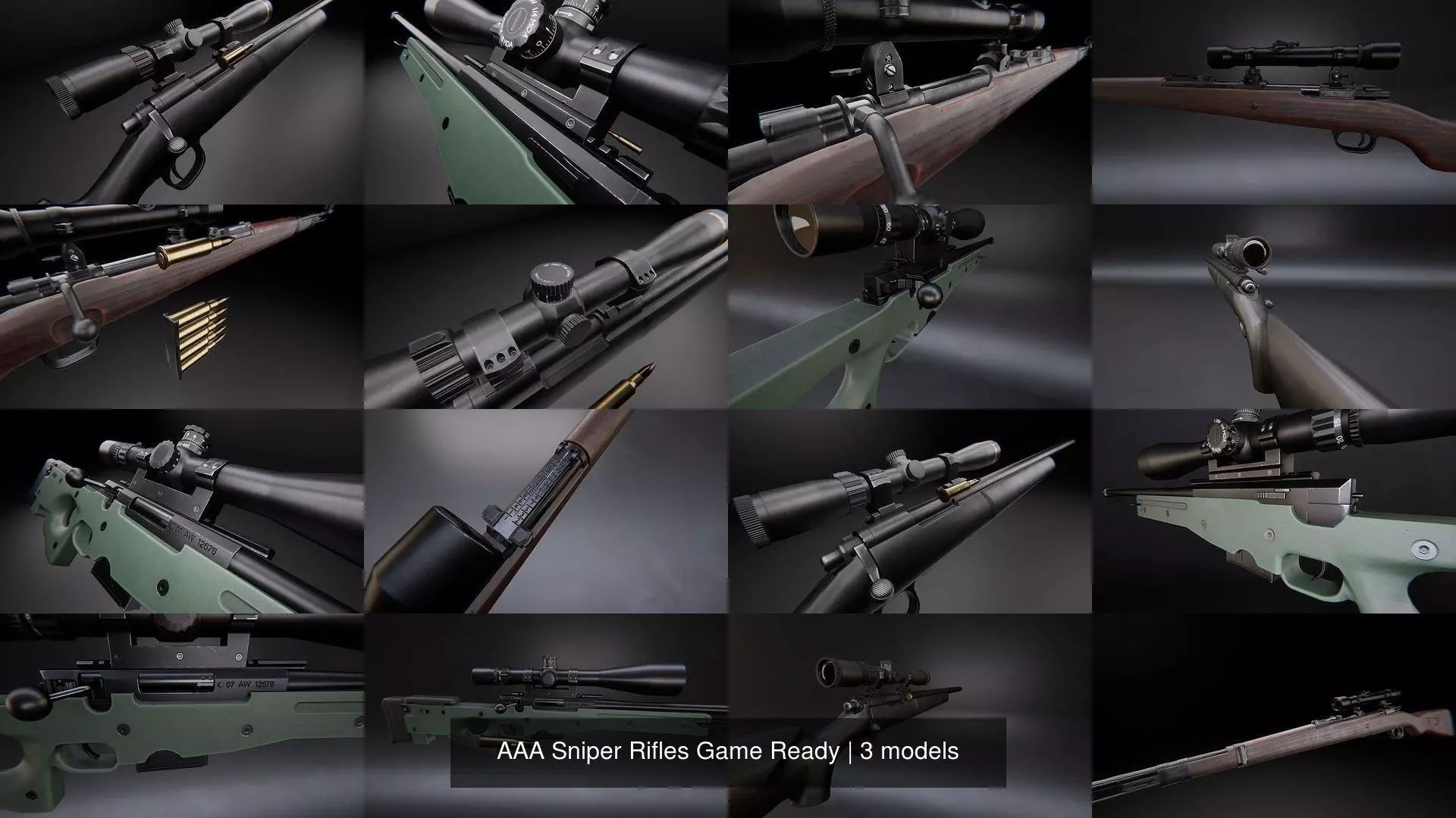 AAA Sniper Rifles Game Ready 3D Model Collection_0