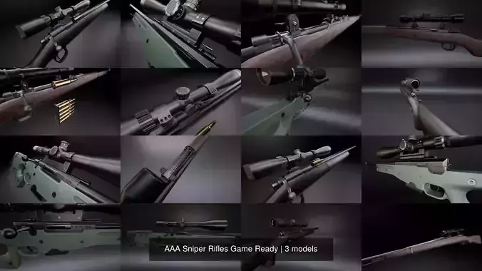 AAA Sniper Rifles Game Ready 3D Model Collection