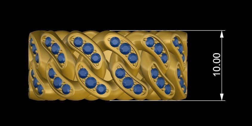 Ring Cuban Chain 10 mm Wide - DIFERENT SIZES 3D print model_8