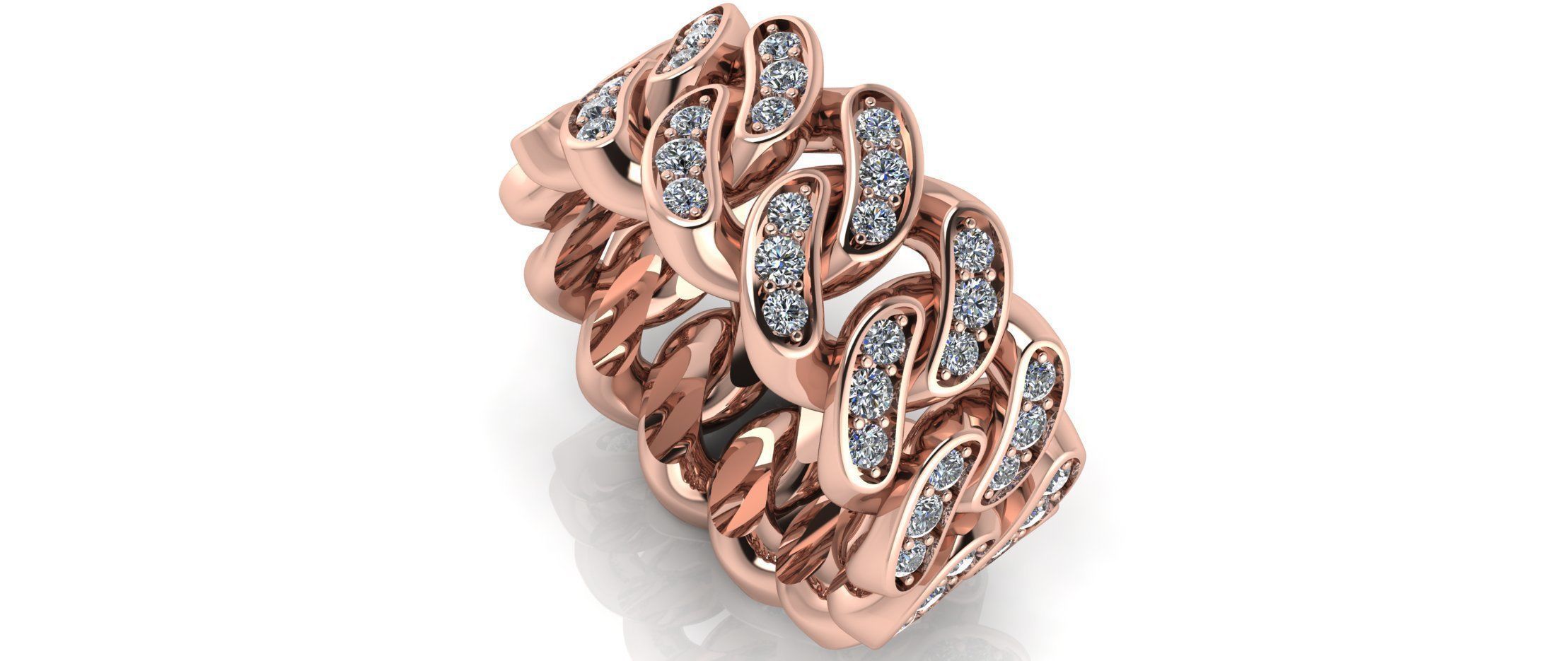 Ring Cuban Chain 10 mm Wide - DIFERENT SIZES 3D print model_4