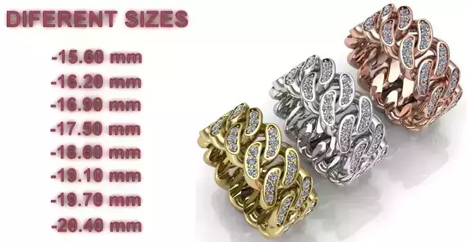 Ring Cuban Chain 10 mm Wide - DIFERENT SIZES