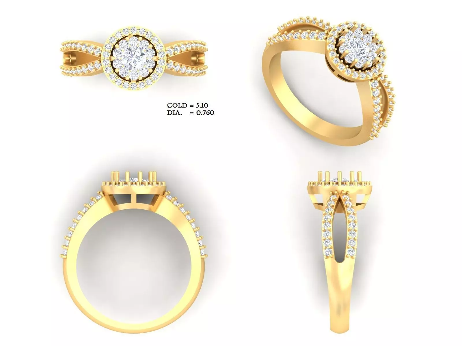 Diamond Ring For Women 3d Print Model 3D print model_0