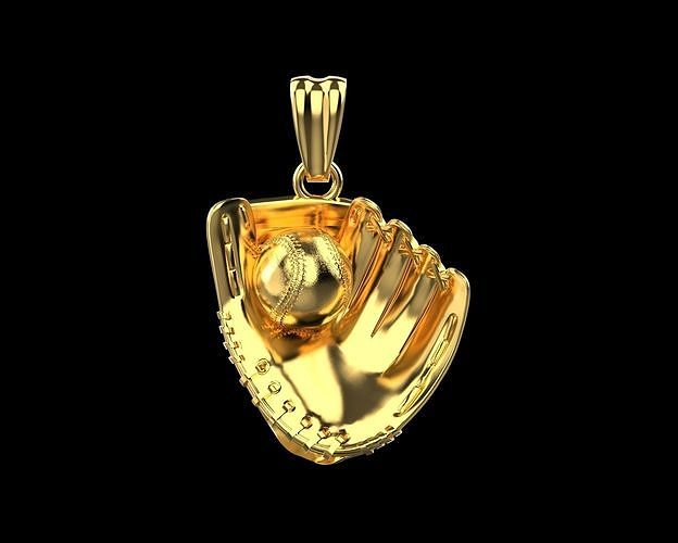 Baseball Glove and Ball Pendant N134 3D model 3D printable CGTrader