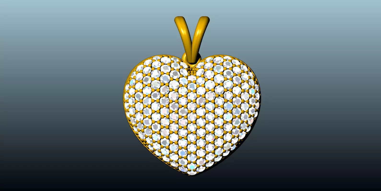 Pave Diamond Heart Pendant 3D print model