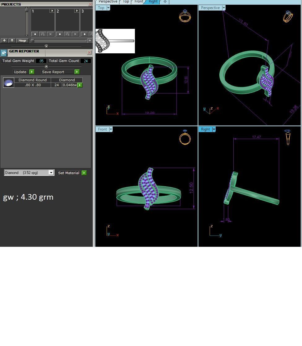 Diamond Ring For Women 3d Print Model 3D print model_2