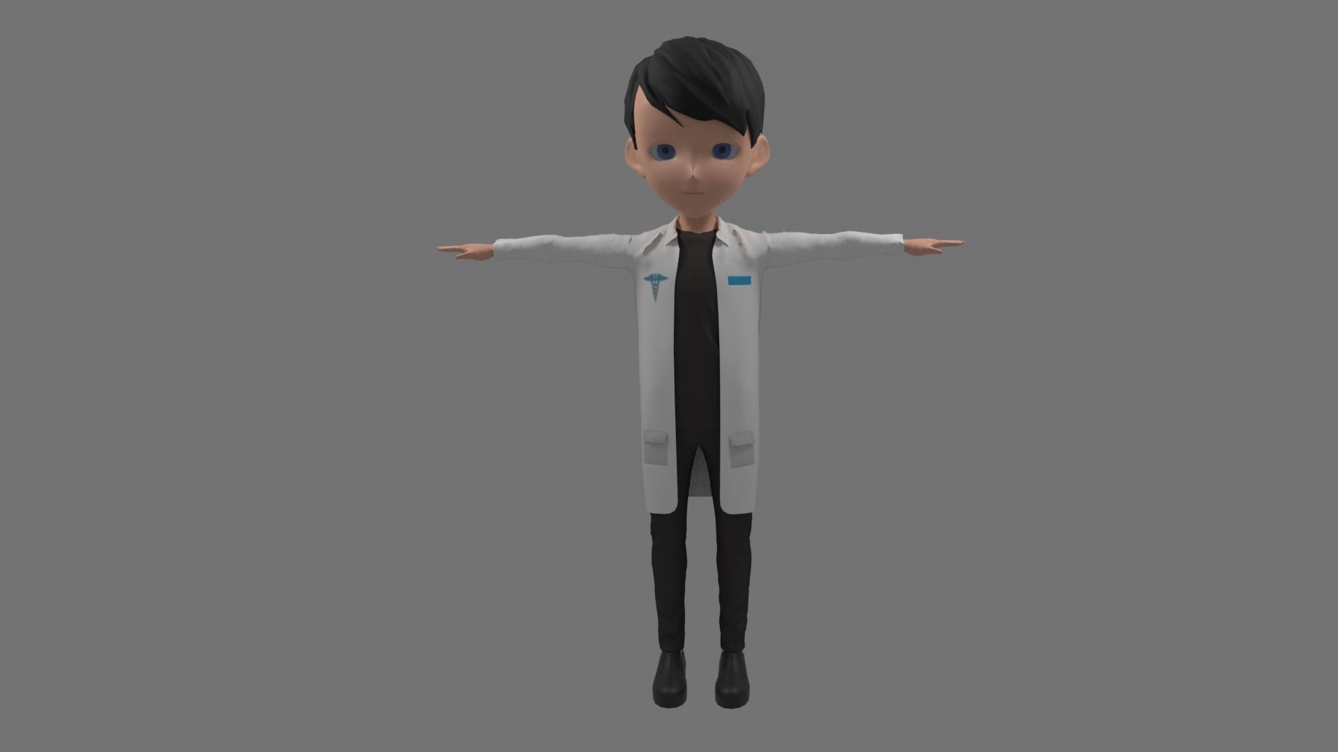 Doctor - Cartoon Character Man Low-poly 3D model_2