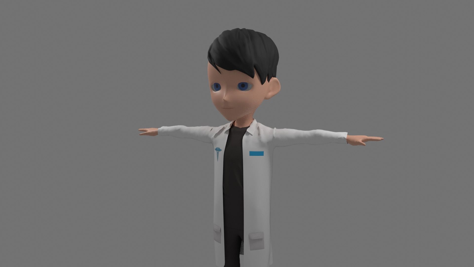 Doctor - Cartoon Character Man Low-poly 3D model_4