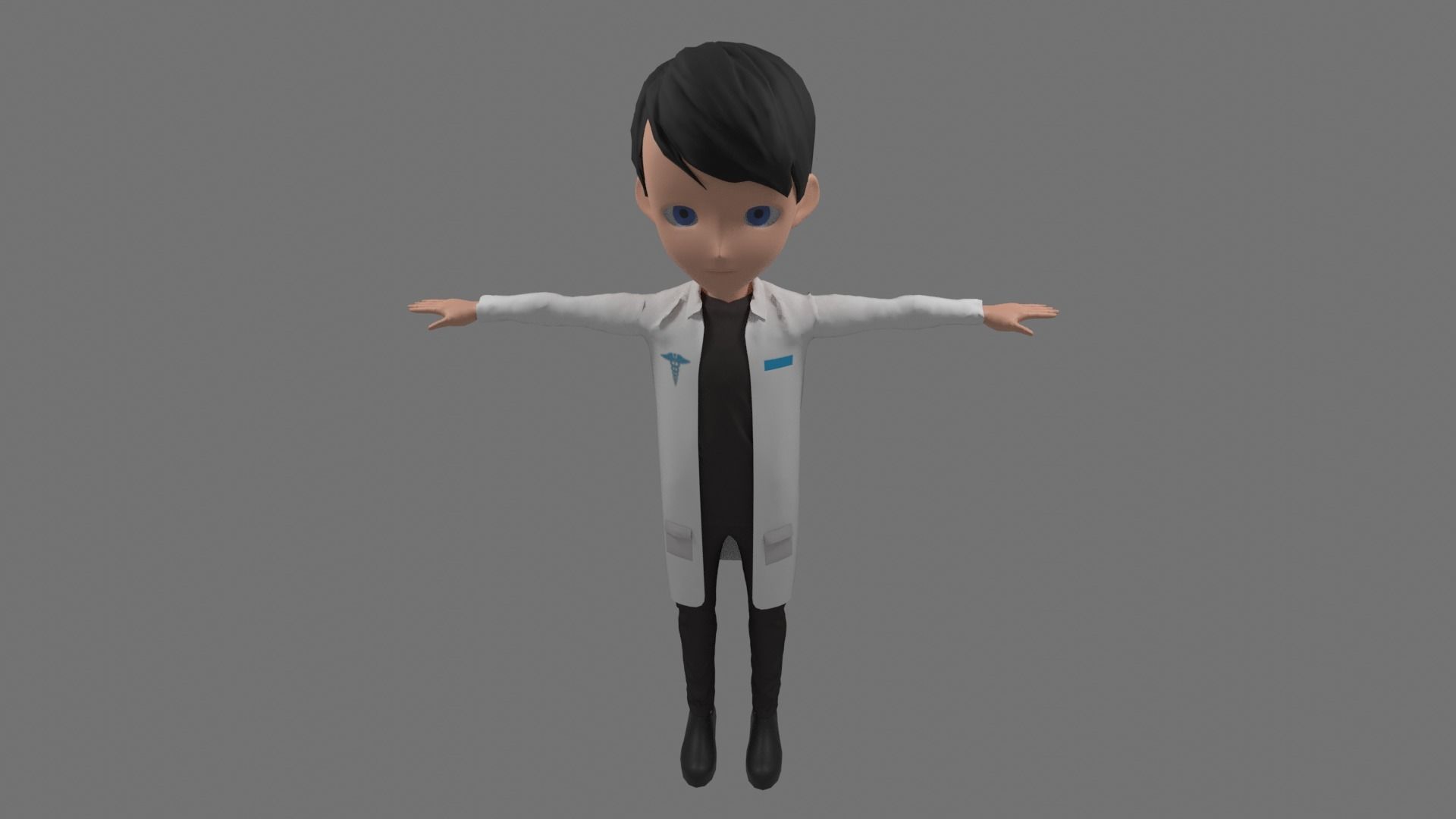 Doctor - Cartoon Character Man Low-poly 3D model_5