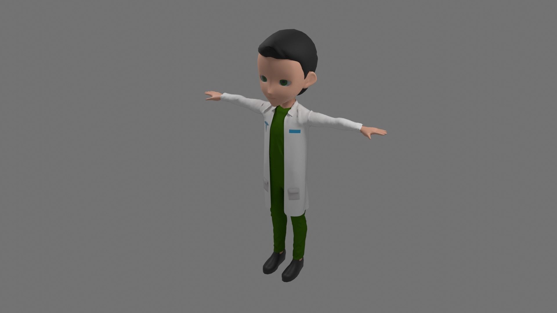 Doctor - Cartoon Character Man Low-poly 3D model_2