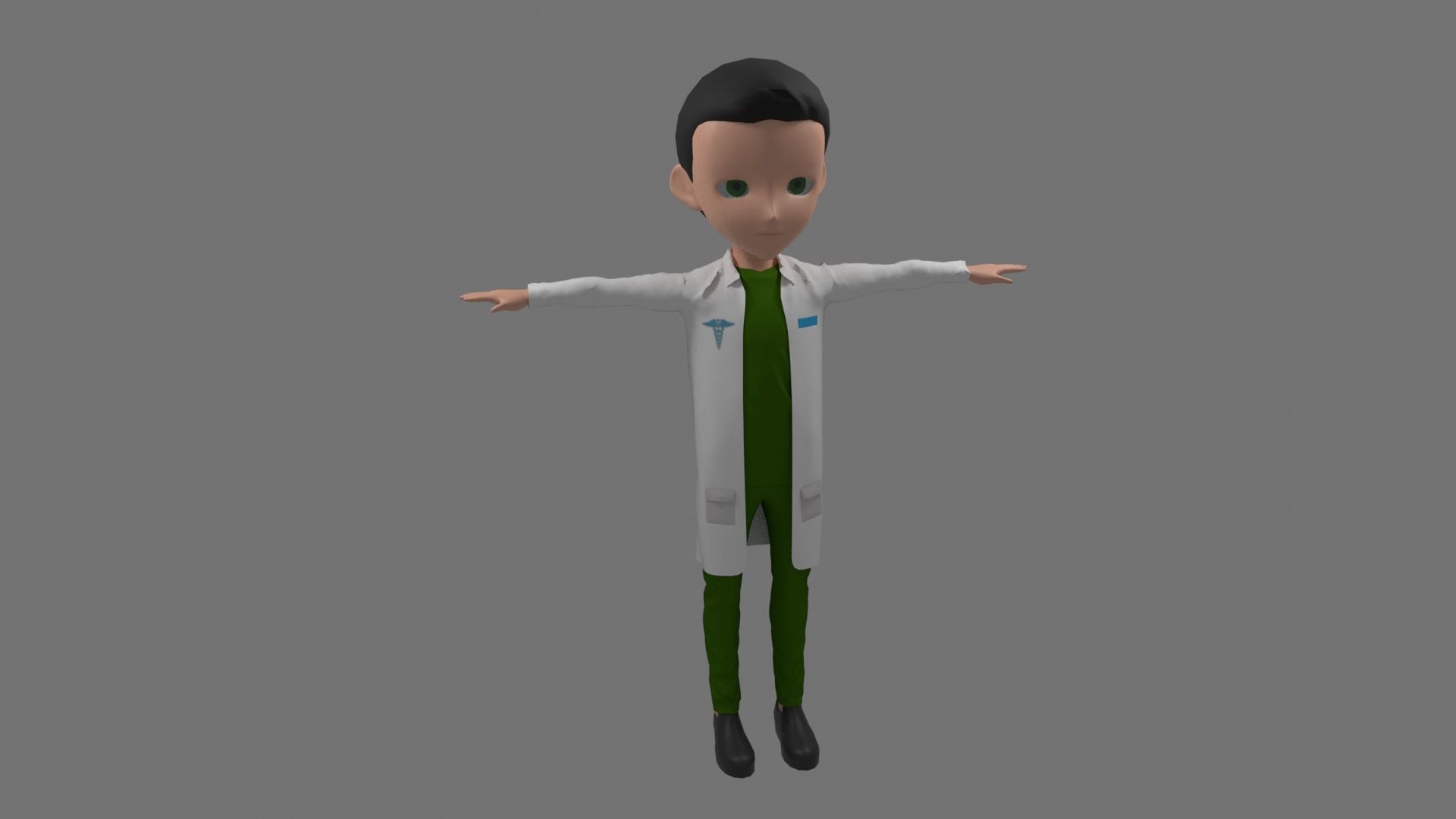 Doctor - Cartoon Character Man Low-poly 3D model_1