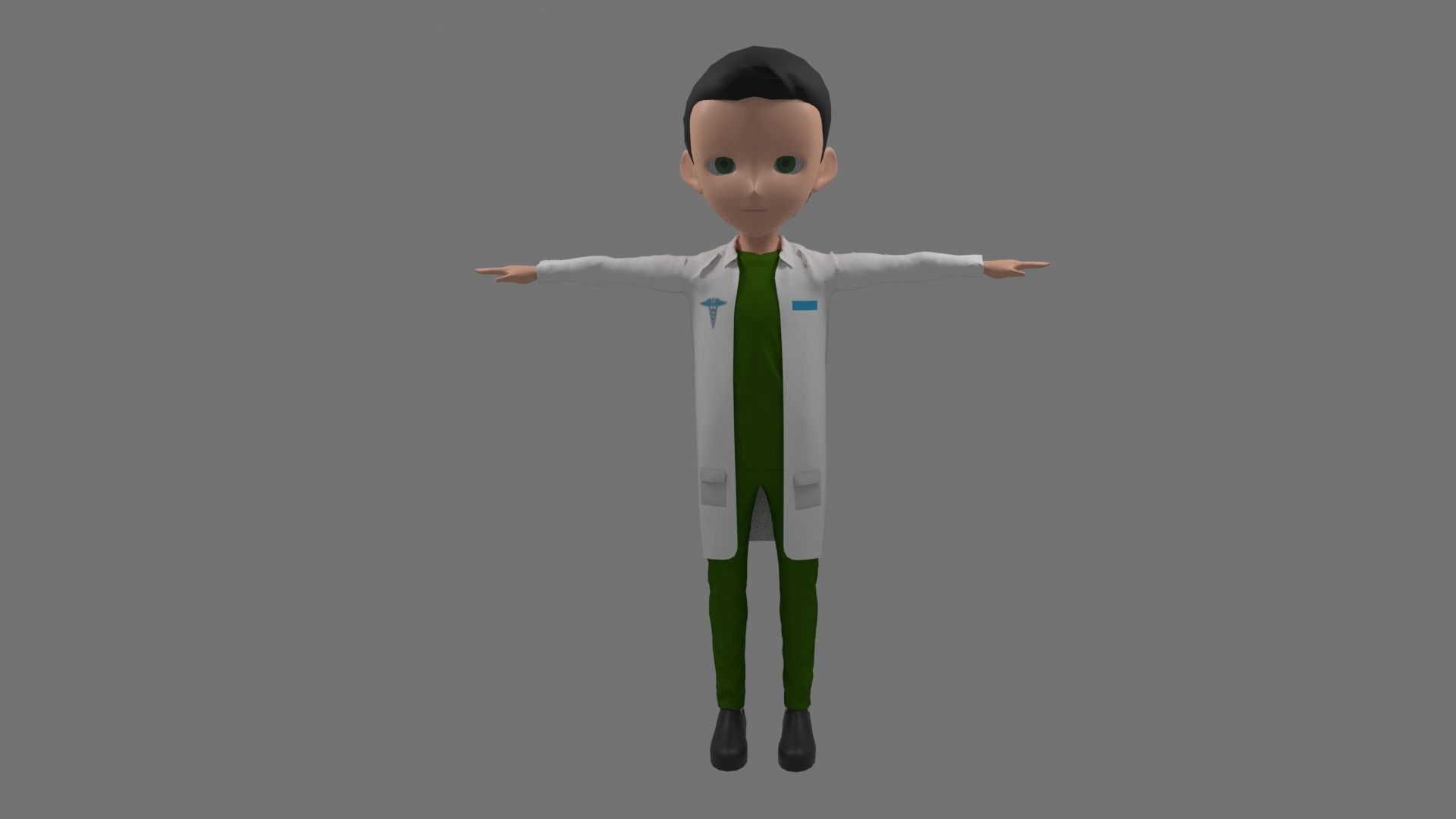 Doctor - Cartoon Character Man Low-poly 3D model_3