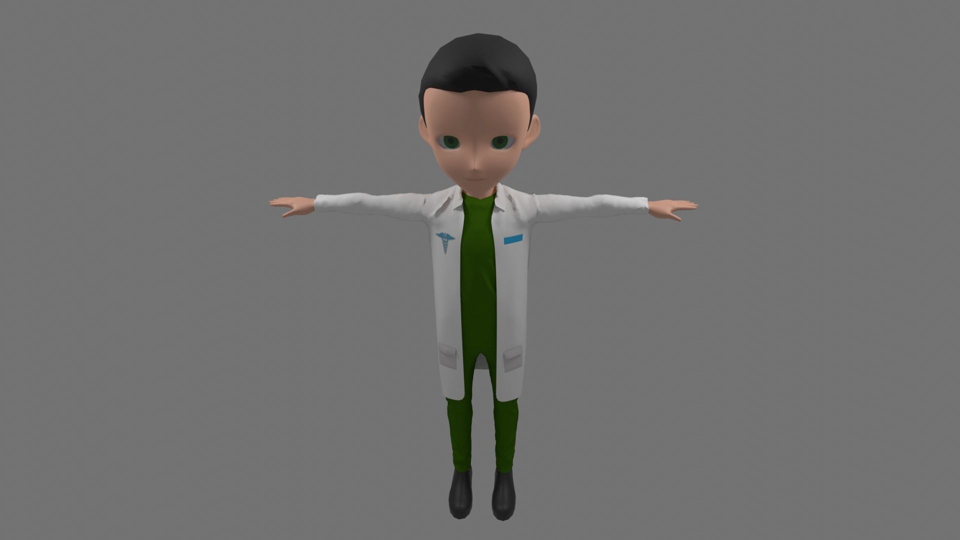 Doctor - Cartoon Character Man Low-poly 3D model_5