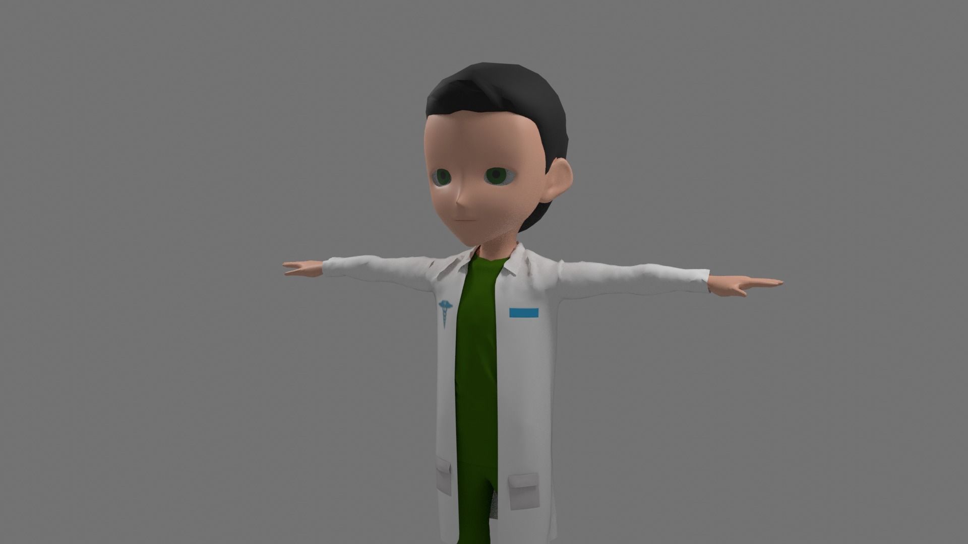 Doctor - Cartoon Character Man Low-poly 3D model_4