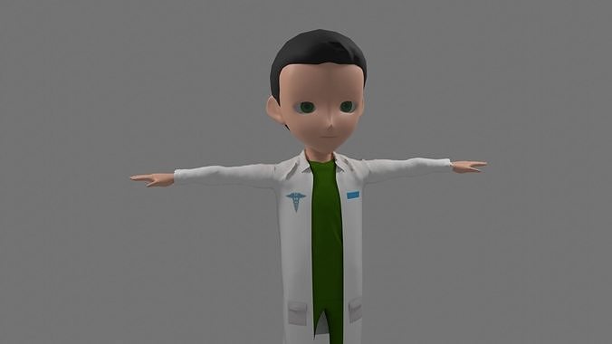 Doctor - Cartoon Character Man Low-poly 3D model
