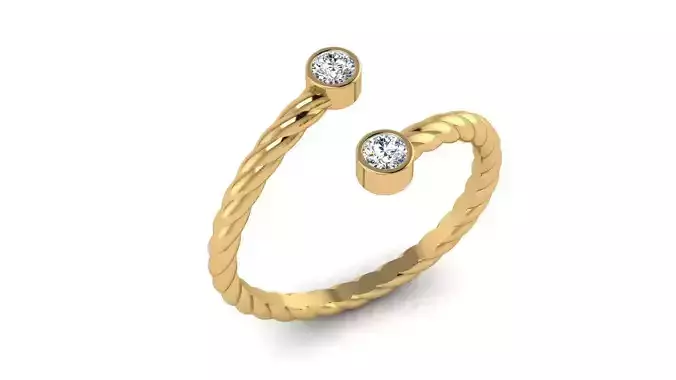 Modern Minimalistic Ring 2 Diamonds