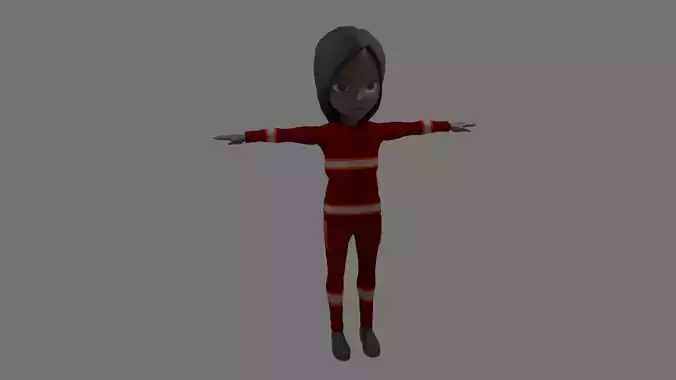 Fireman - Cartoon Character Afro Woman