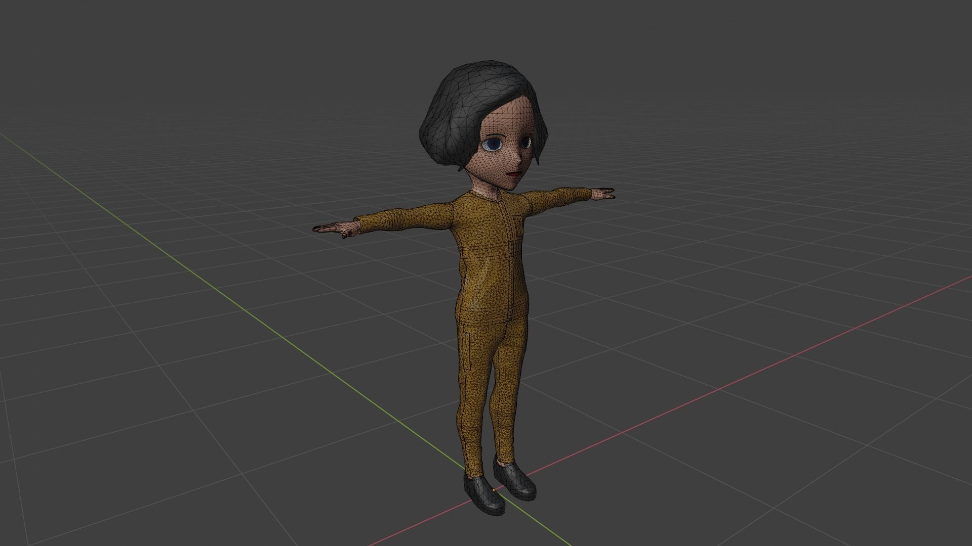 Fireman - Cartoon Character Woman Low-poly 3D model_6