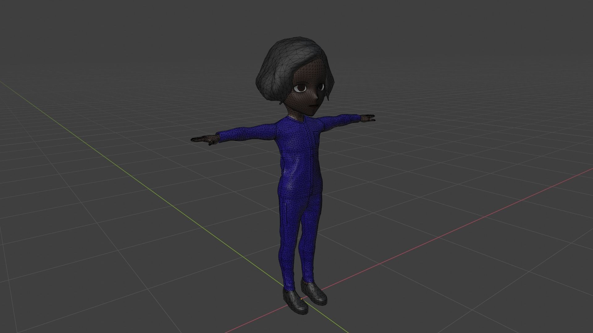 Fireman - Cartoon Character Afro Woman Low-poly 3D model_6