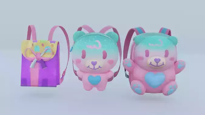 Bag 3x Jelly Bear Backpack 3D model