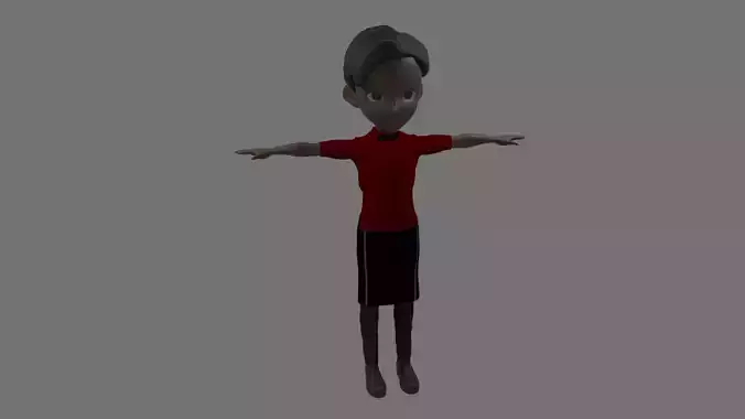 Waiter - Cartoon Character Afro Man Low-poly 3D model
