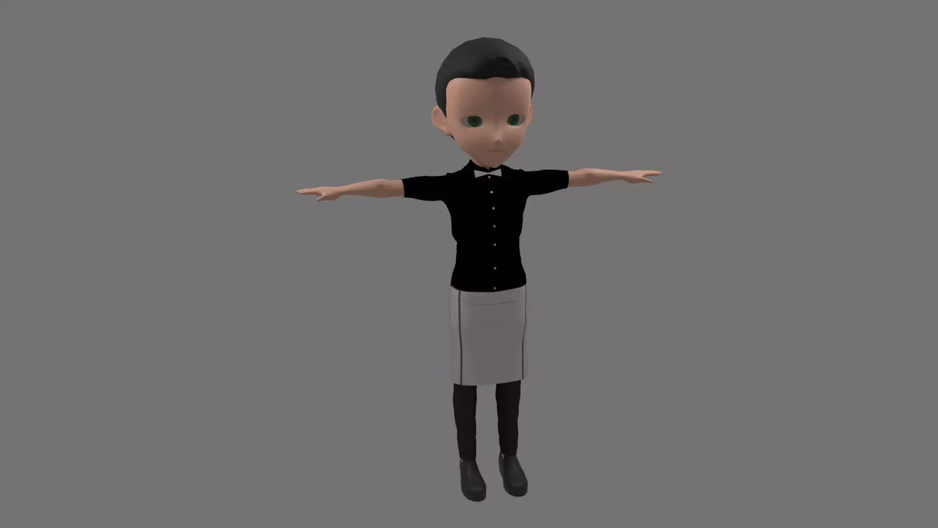 Waiter - Cartoon Character Man Low-poly 3D model_0