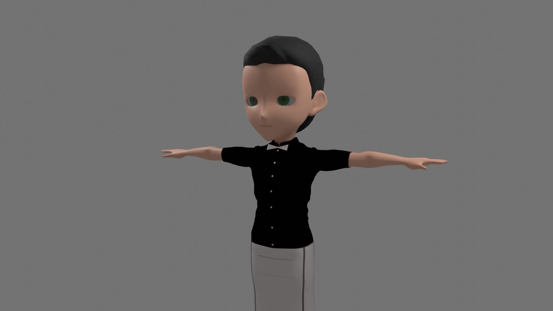 Waiter - Cartoon Character Man Low-poly 3D model_4