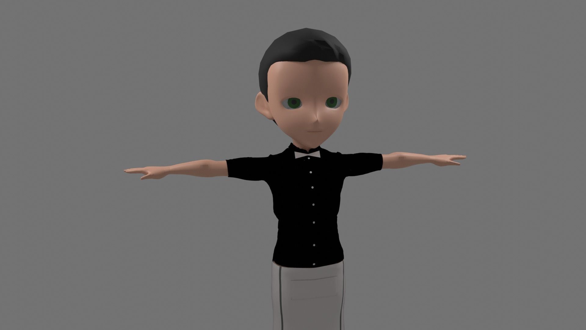 Waiter - Cartoon Character Man Low-poly 3D model_3