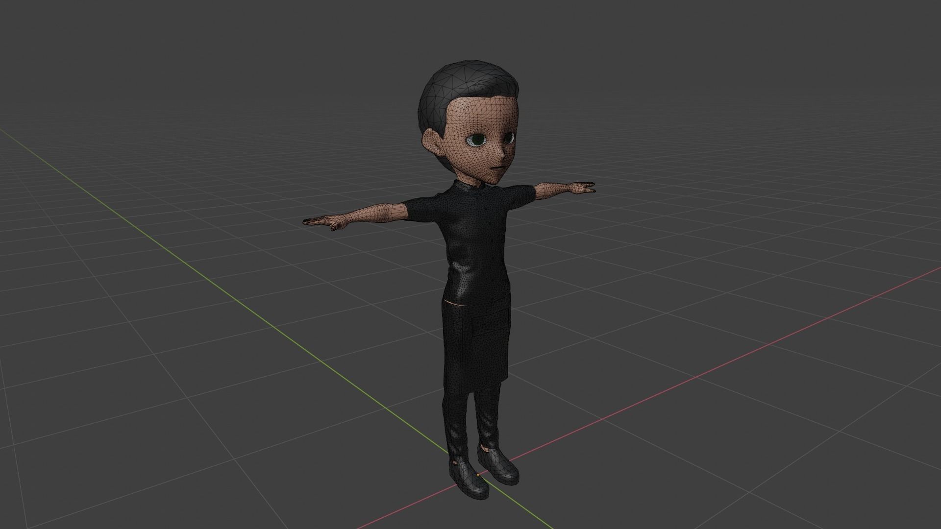 Waiter - Cartoon Character Man Low-poly 3D model_6