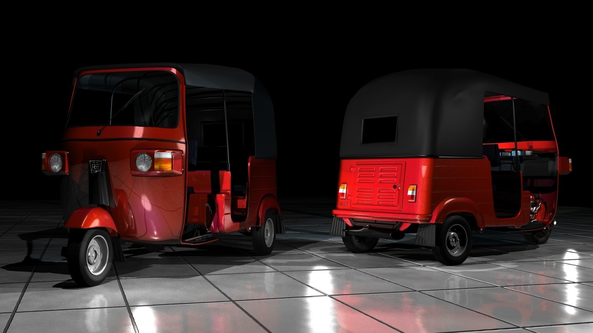 Bajaj Three wheel TukTuk 3D model Re-205 3D model_9
