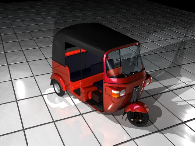 Bajaj Three wheel TukTuk 3D model Re-205 3D model_4