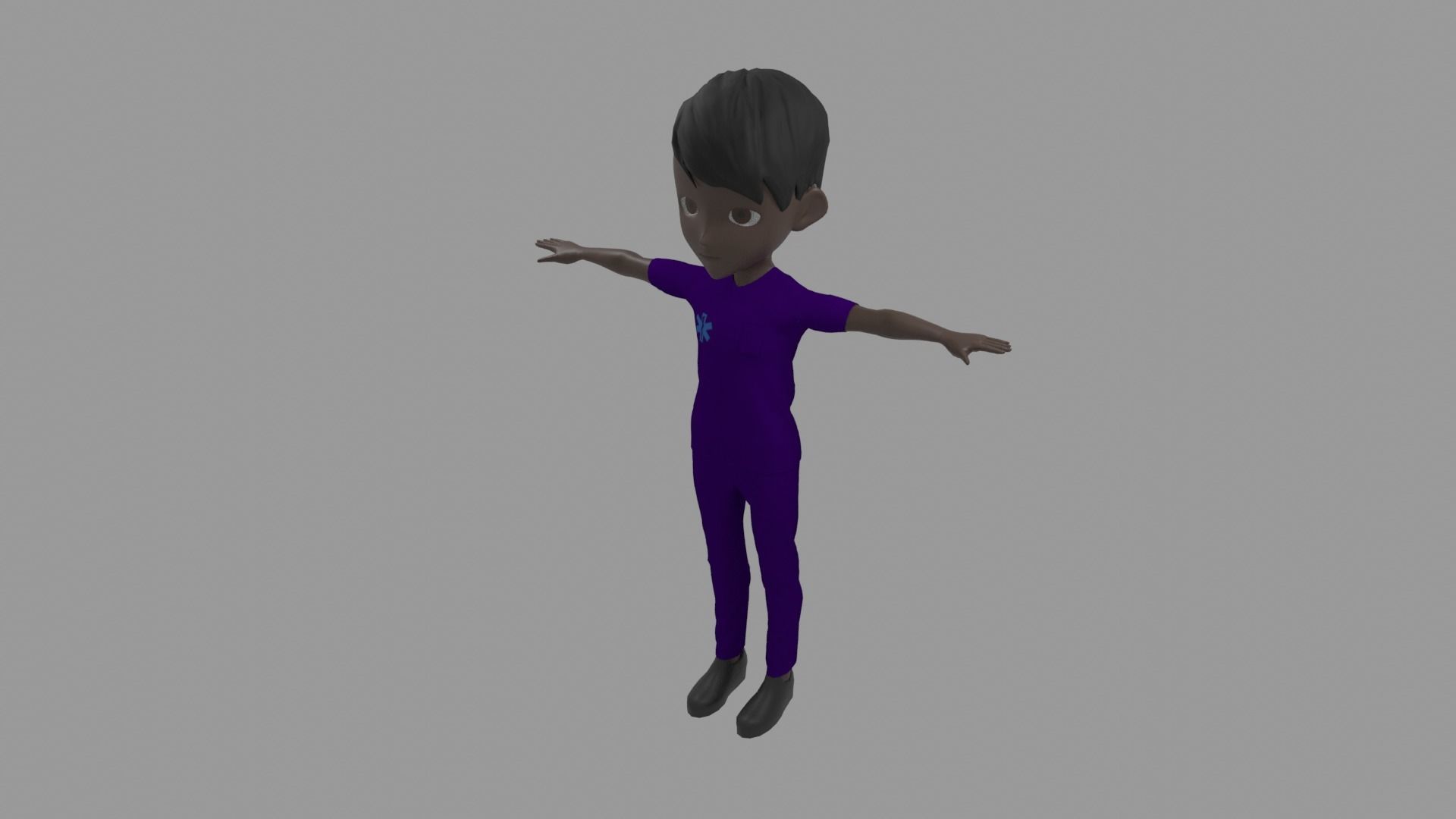 Nurse - Cartoon Character Afro Man Low-poly 3D model_1
