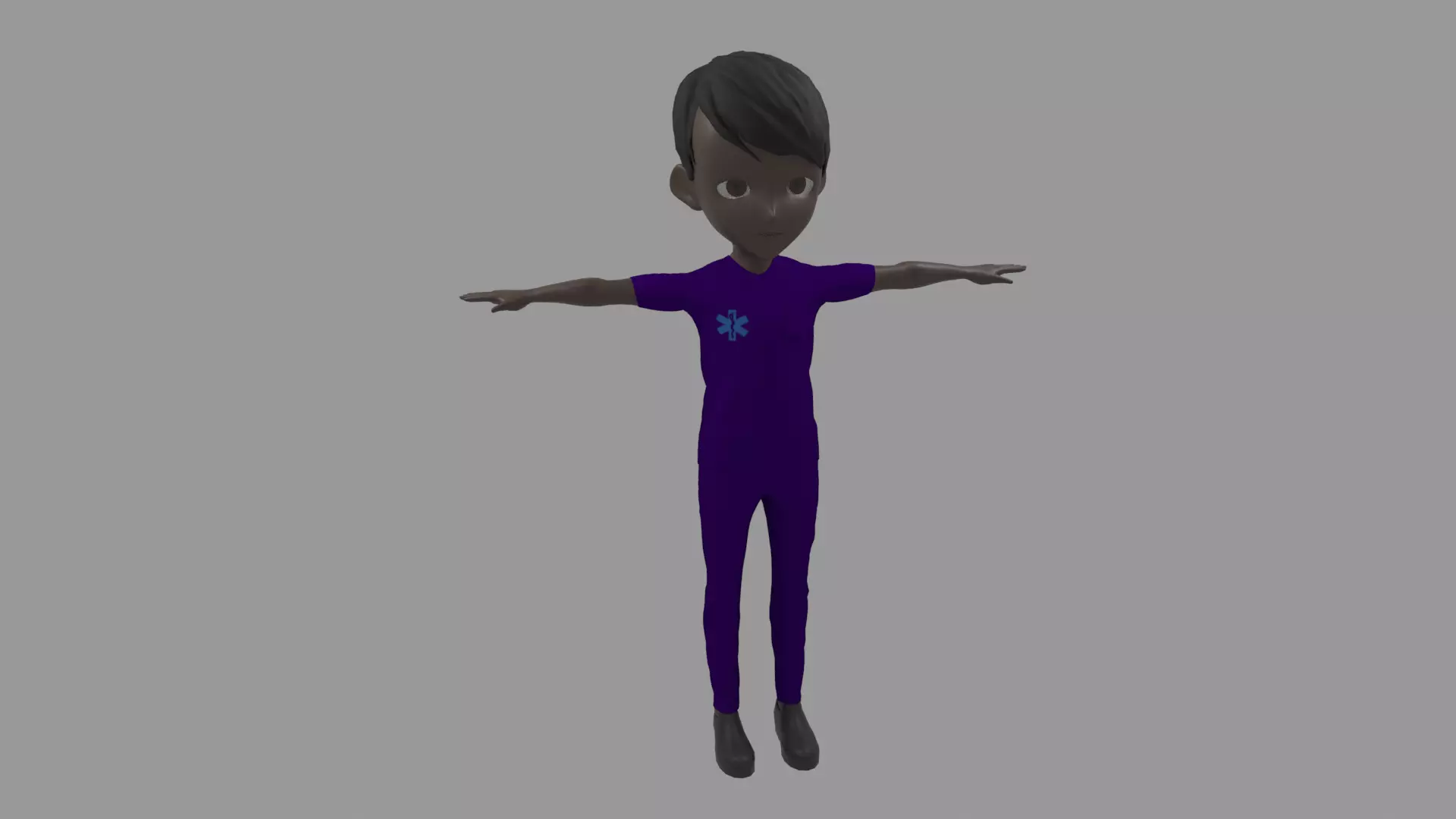 Nurse - Cartoon Character Afro Man Low-poly 3D model_0