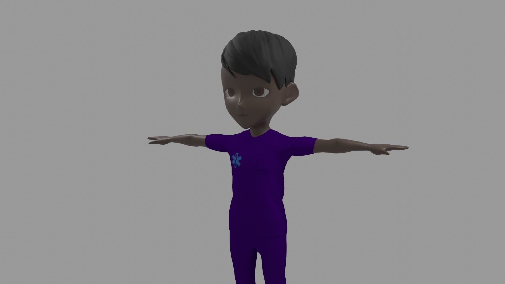 Nurse - Cartoon Character Afro Man Low-poly 3D model_4