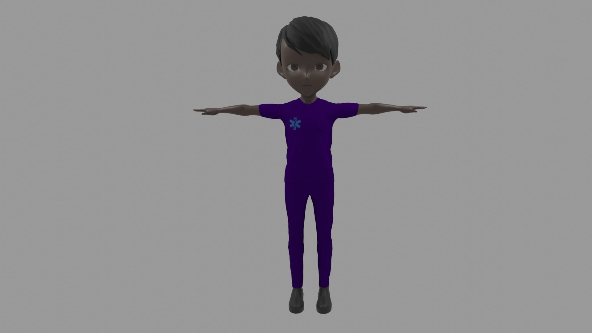 Nurse - Cartoon Character Afro Man Low-poly 3D model_2