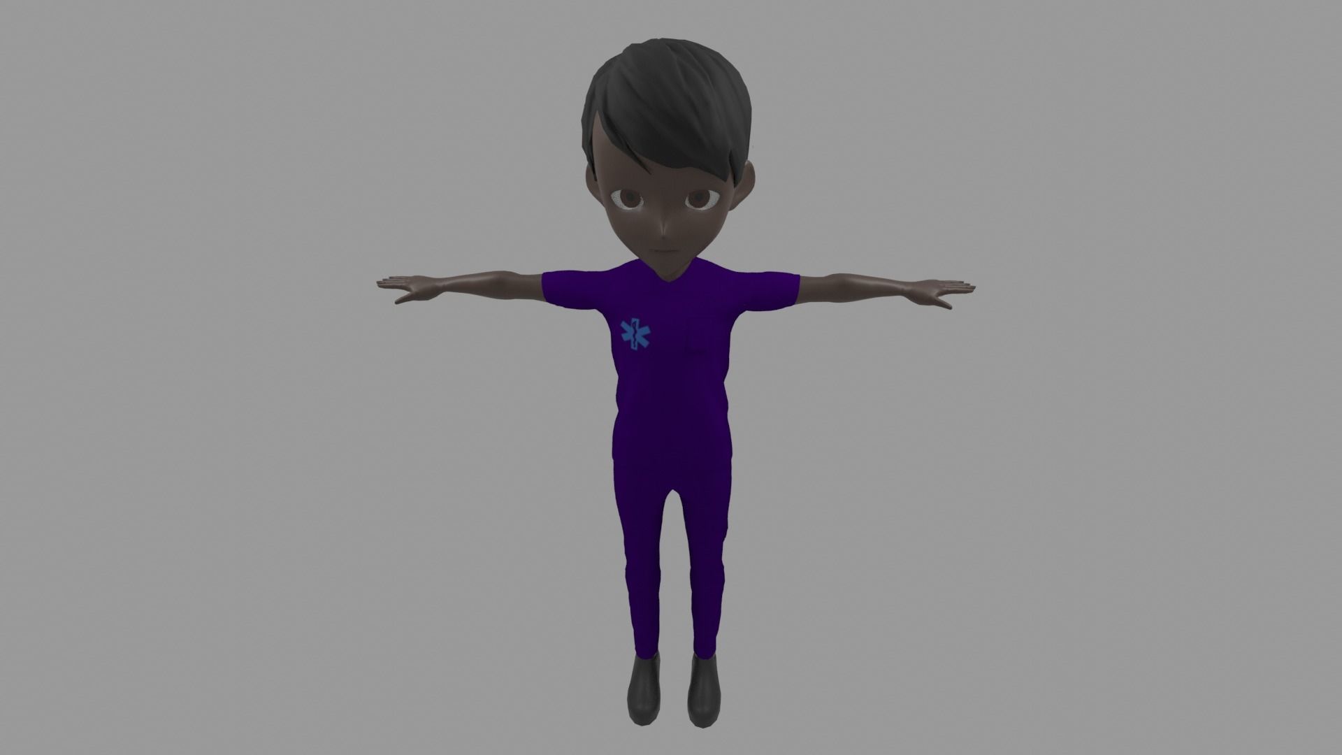 Nurse - Cartoon Character Afro Man Low-poly 3D model_5