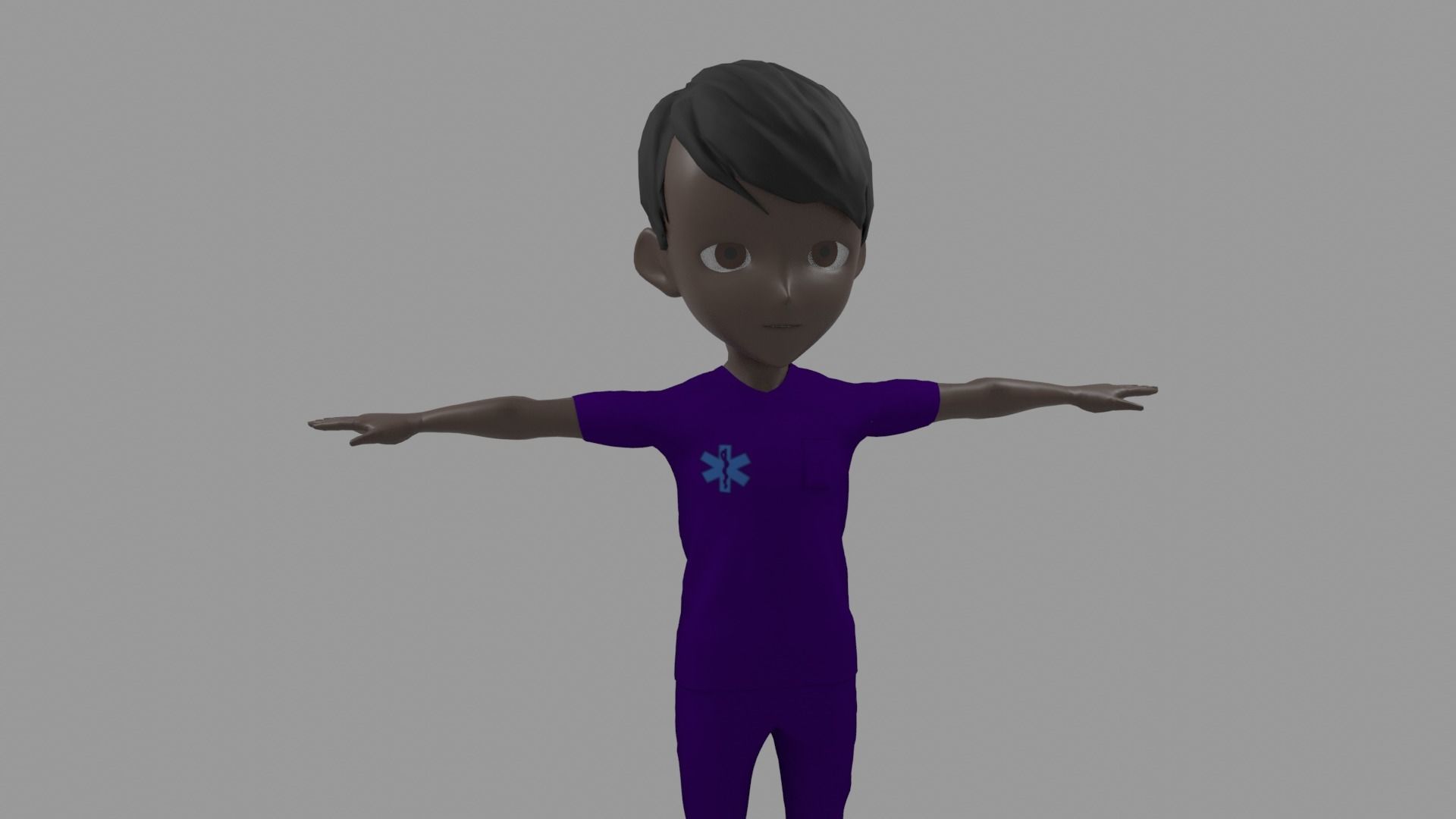 Nurse - Cartoon Character Afro Man Low-poly 3D model_3