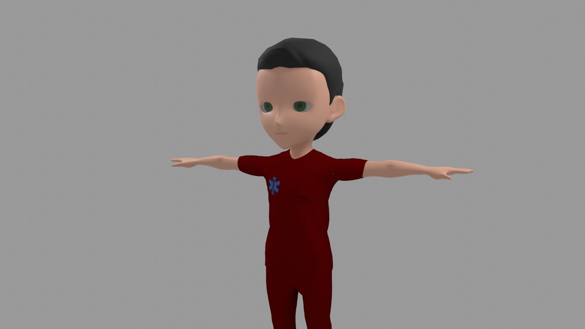 Nurse - Cartoon Character Man Low-poly 3D model_4