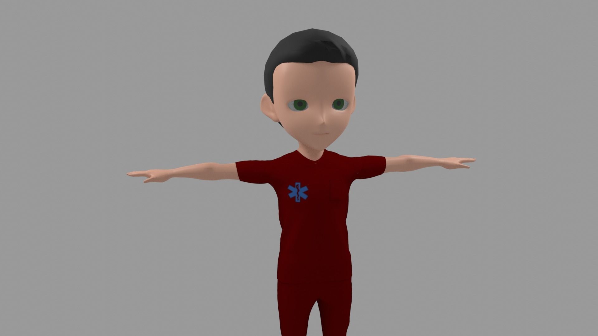 Nurse - Cartoon Character Man Low-poly 3D model_3