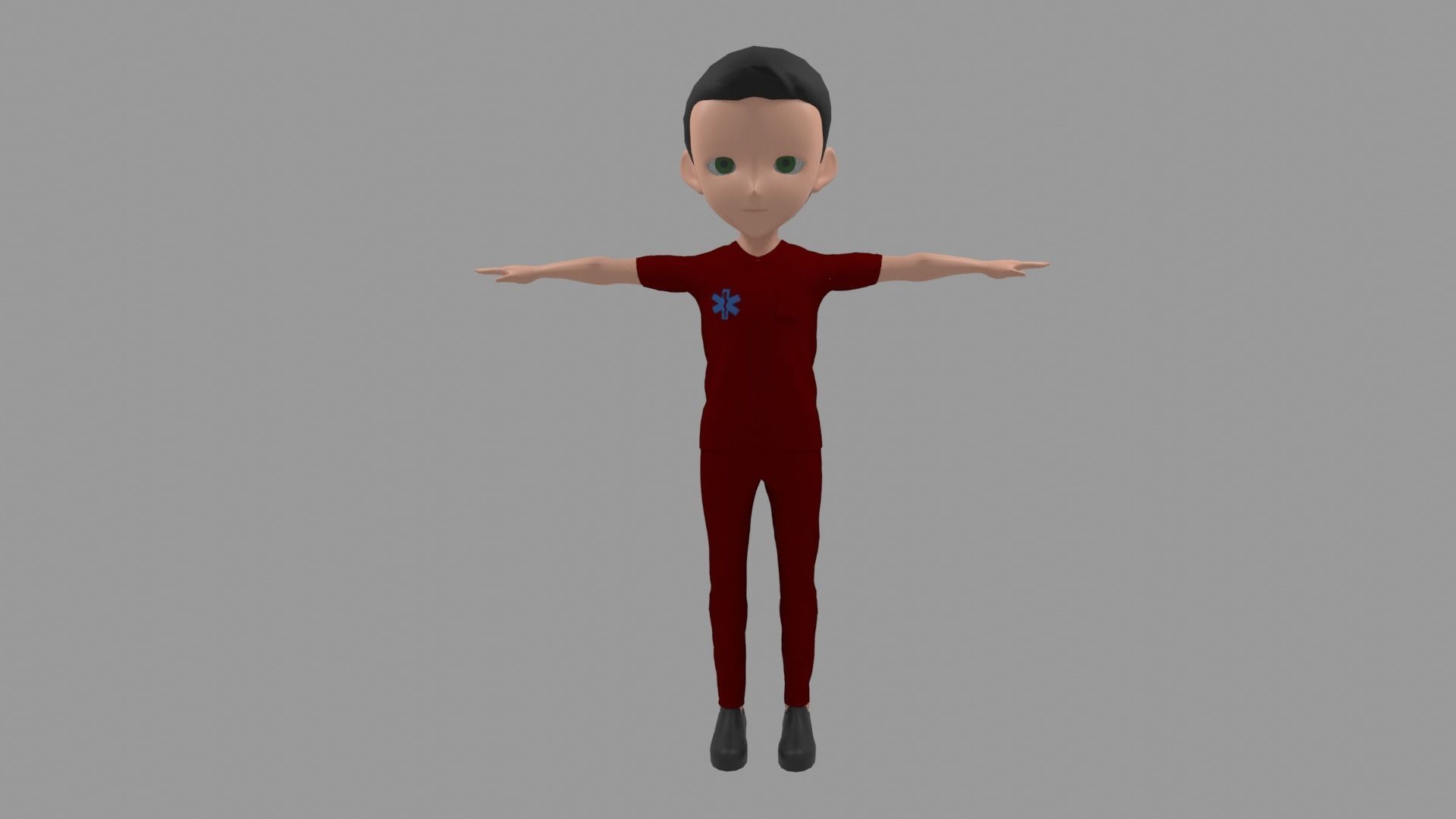 Nurse - Cartoon Character Man Low-poly 3D model_2