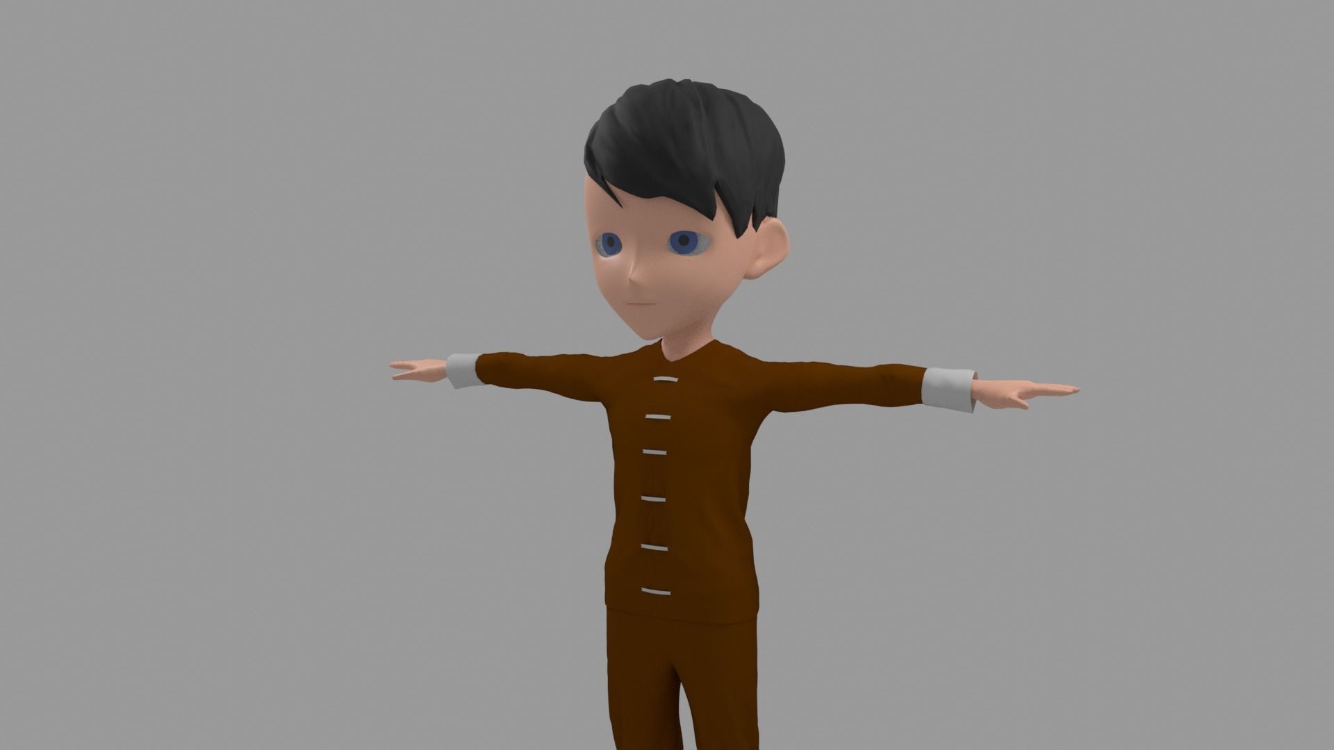 Kung fu - Cartoon Character Man Low-poly 3D model_4