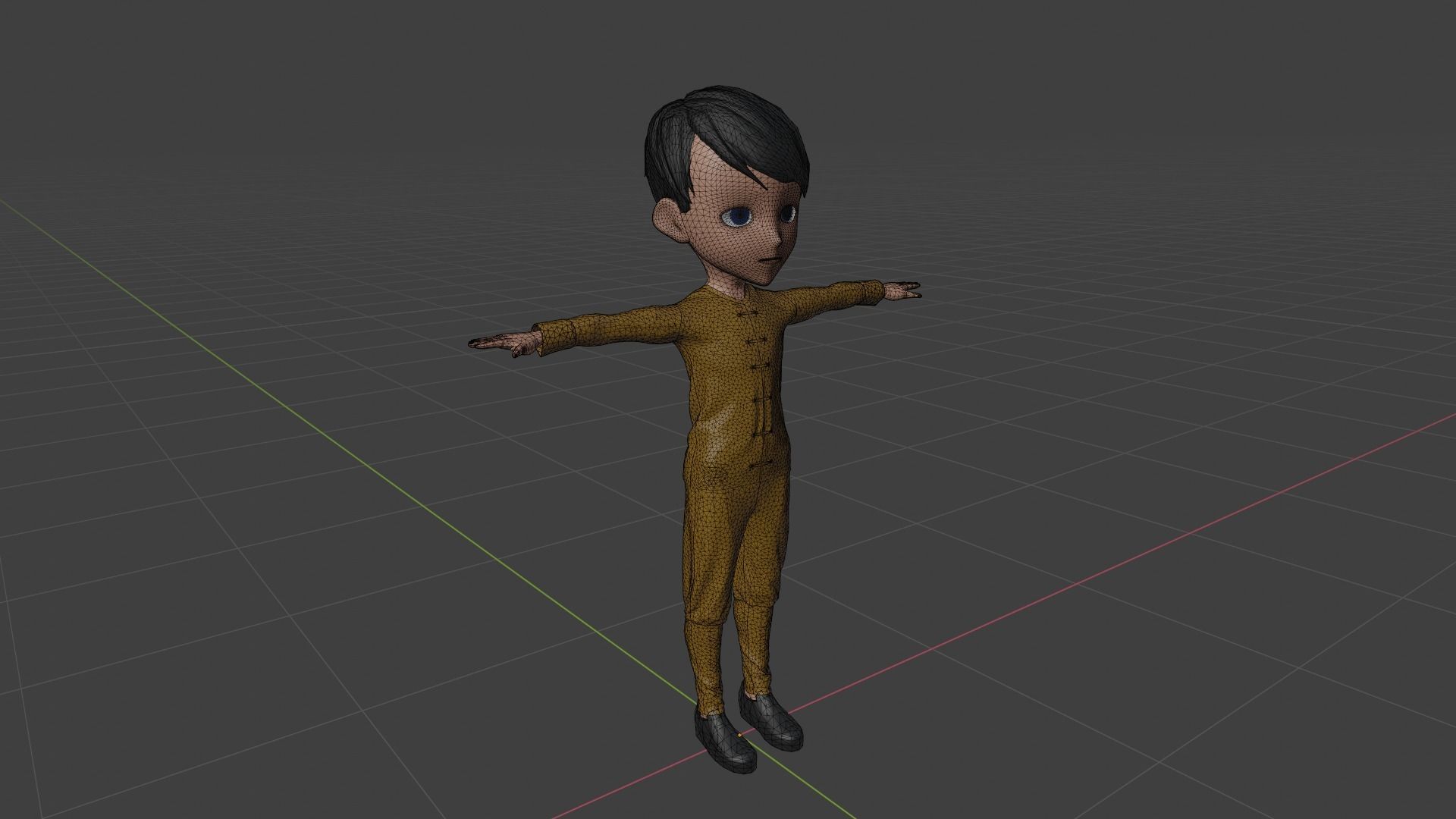 Kung fu - Cartoon Character Man Low-poly 3D model_6