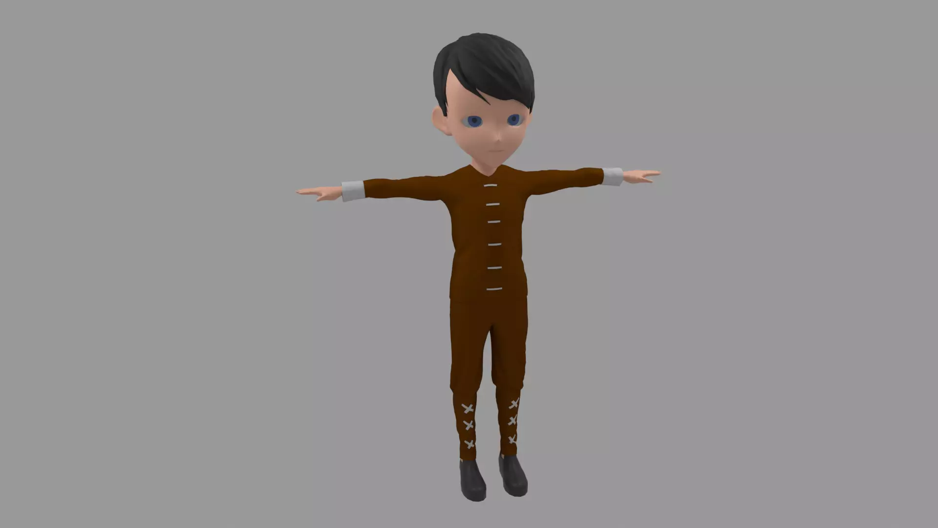 Kung fu - Cartoon Character Man Low-poly 3D model_0
