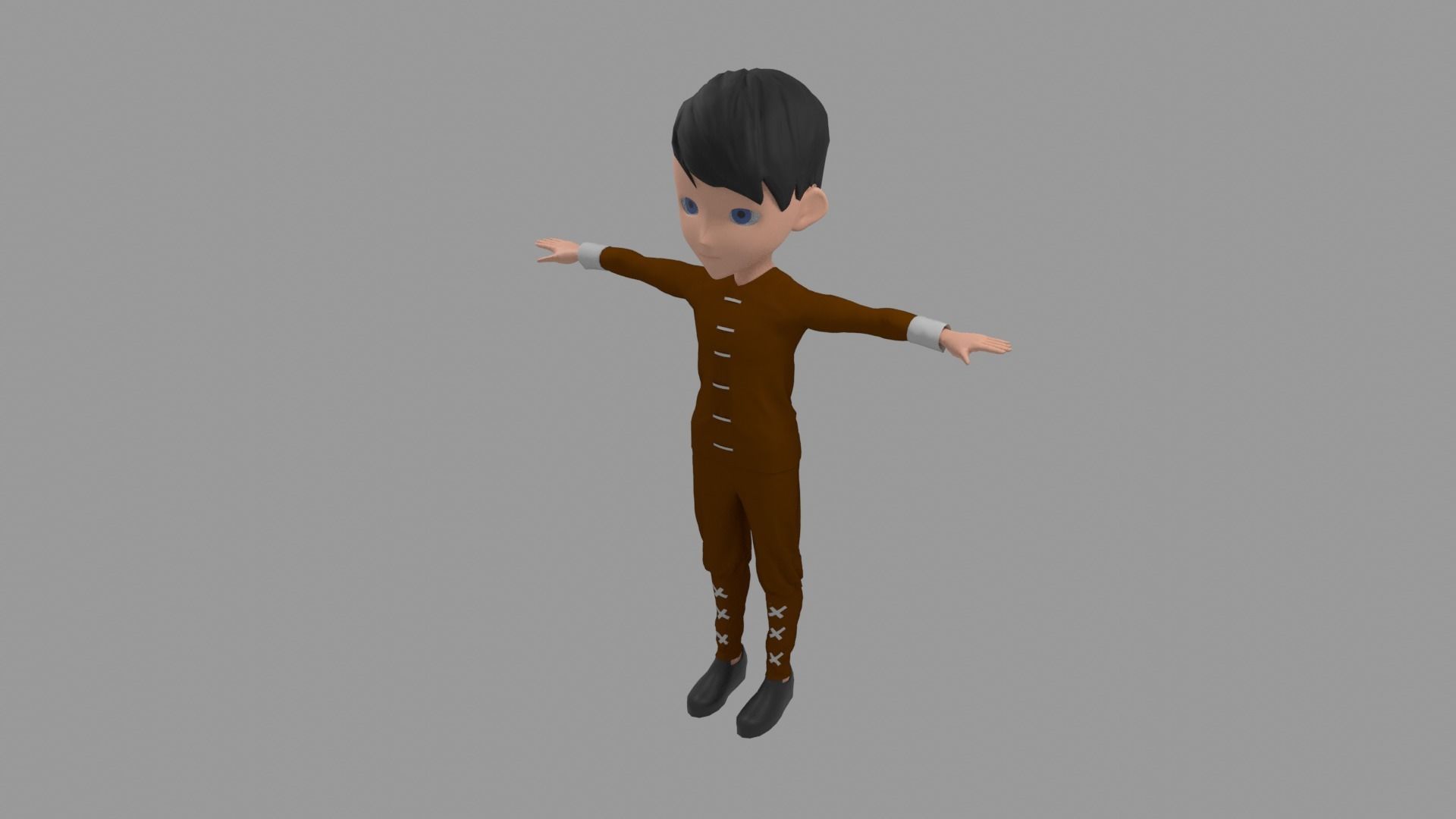 Kung fu - Cartoon Character Man Low-poly 3D model_1
