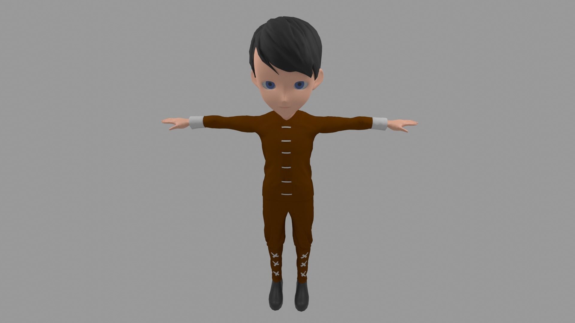 Kung fu - Cartoon Character Man Low-poly 3D model_5
