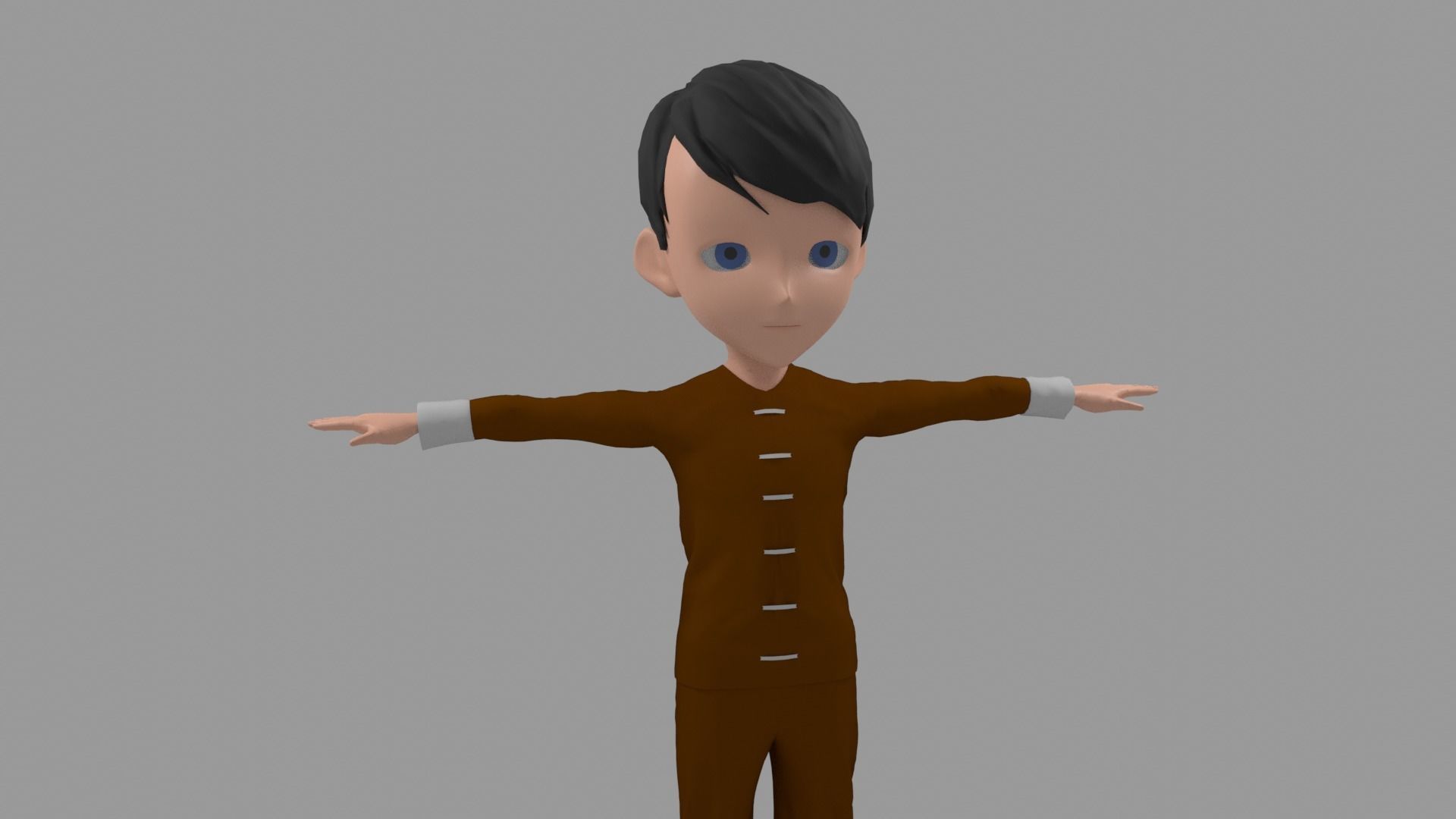 Kung fu - Cartoon Character Man Low-poly 3D model_3