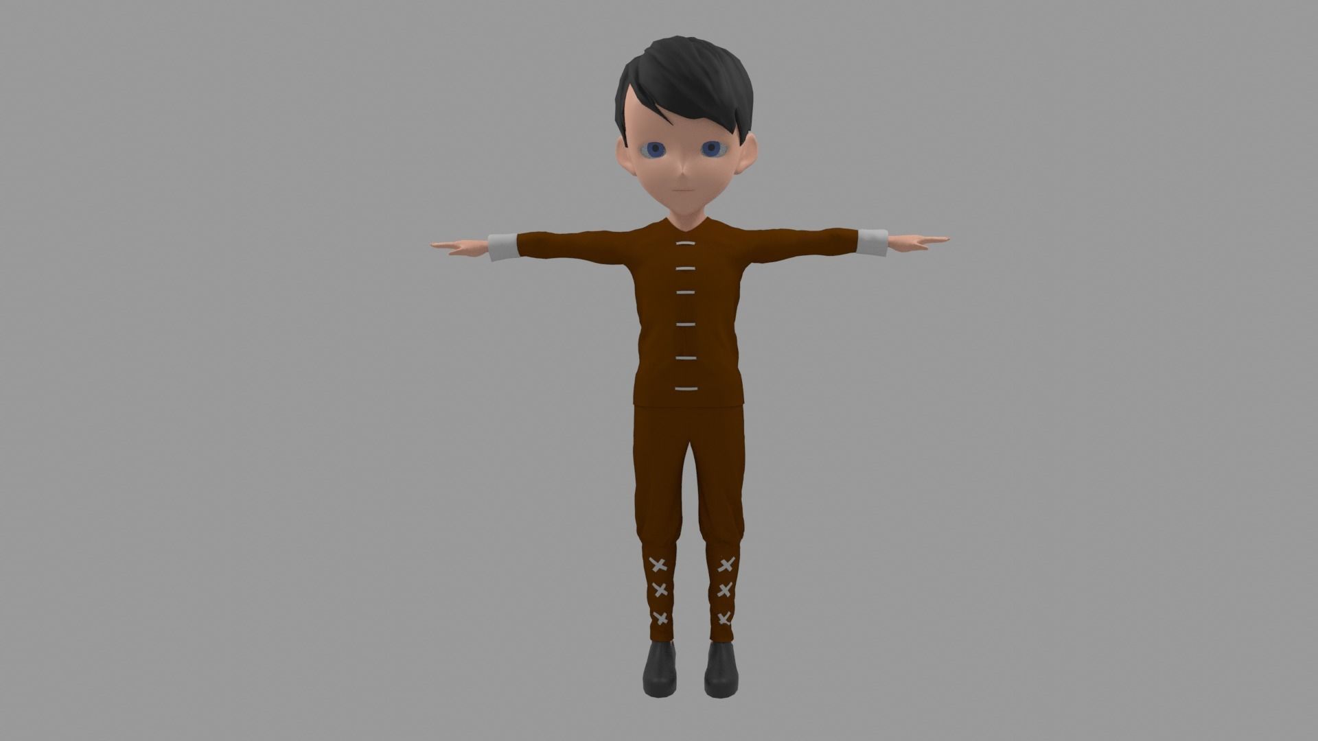 Kung fu - Cartoon Character Man Low-poly 3D model_2