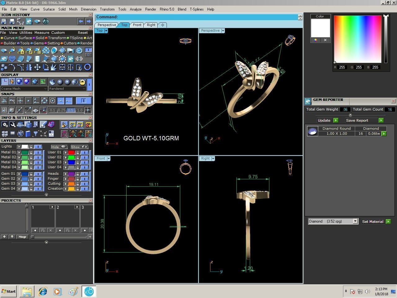 Diamond Ring For Women 3d Print Model 3D print model_3