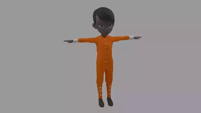 Kung fu - Cartoon Character Afro Man Low-poly 3D model